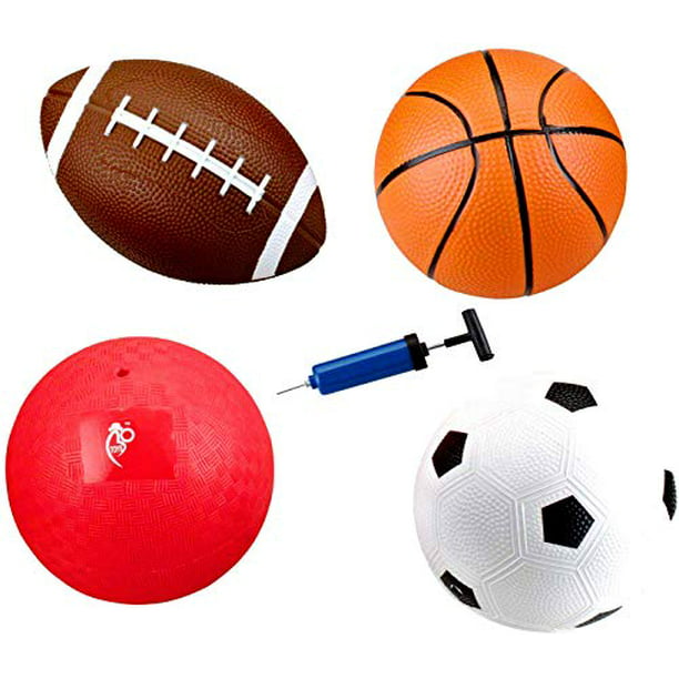 Basketball Spike and Bag beetoy 6 Pcs Inflatable Sport Balls Set with Pump for Toddler Volleyball Rugby Backyard Game Outdoor Sports for Kids Includes Football Baseball 